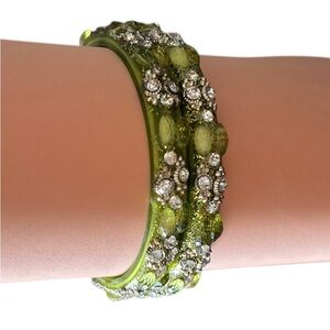 Elegant Green Crystal Bangle Set